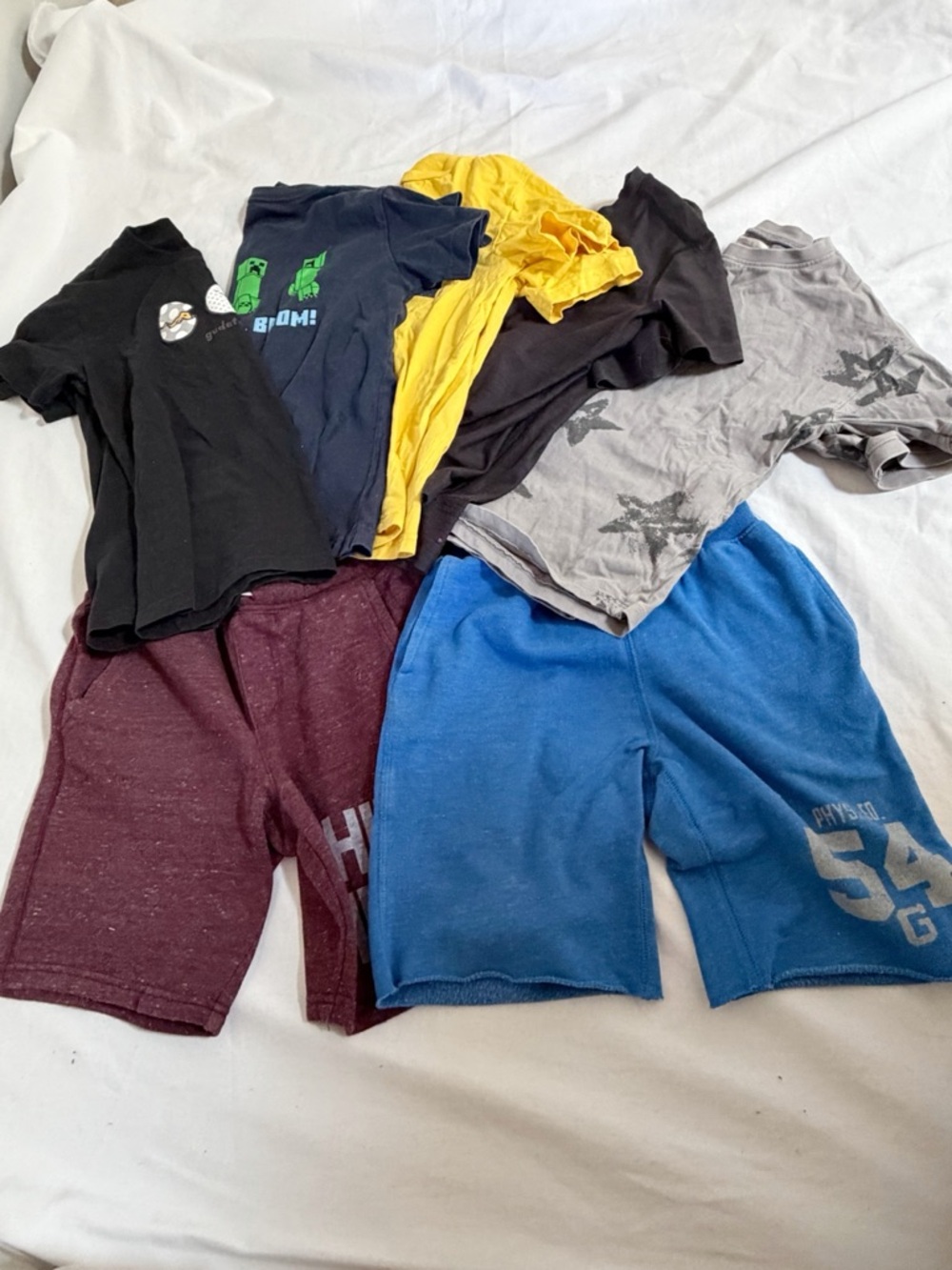 Mixed Boys' Tee and Shorts Bundle in Black, Navy, Yellow, Gray, Maroon, Blue